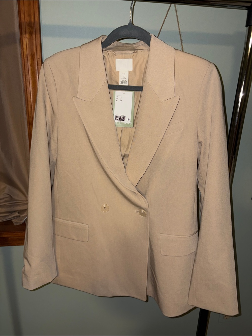 H&M Double-Breasted Blazer Jacket - Beige